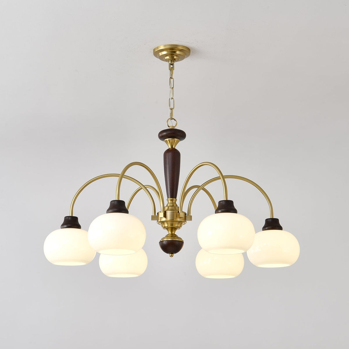 Lustre Menthe en verre et bois – vue 9