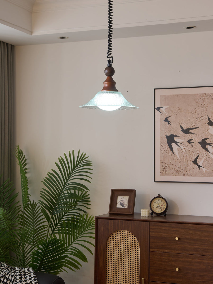 Suspension Jacinthe en bois et verre – vue 2