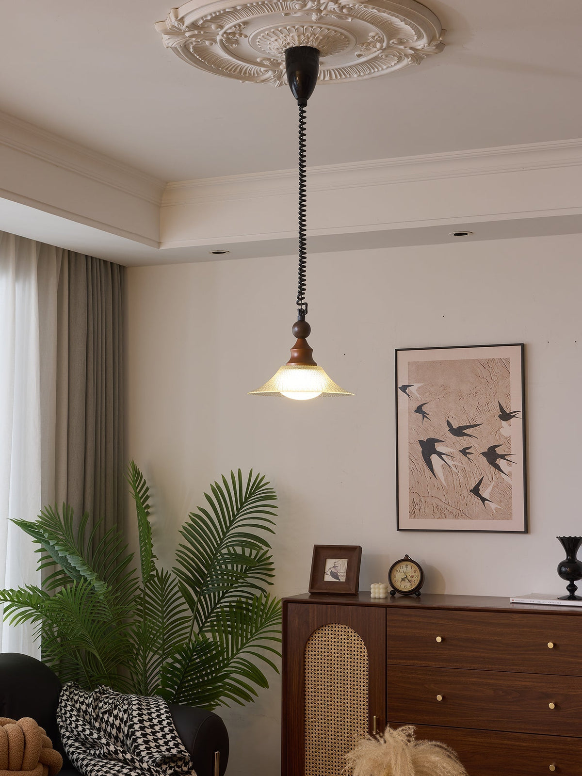 Suspension Jacinthe en bois et verre – vue 3