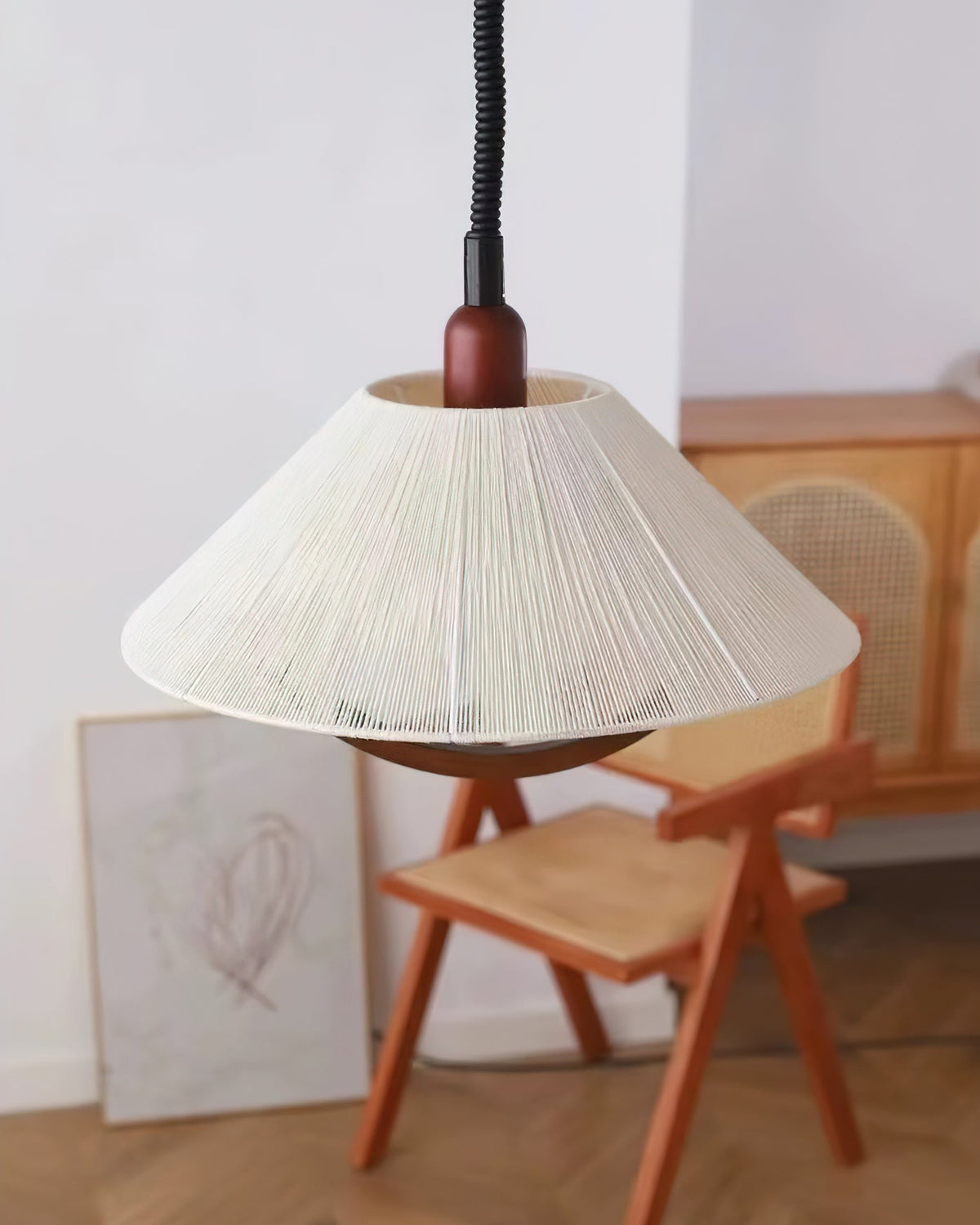 Suspension Palmette en bois et jute – vue 2