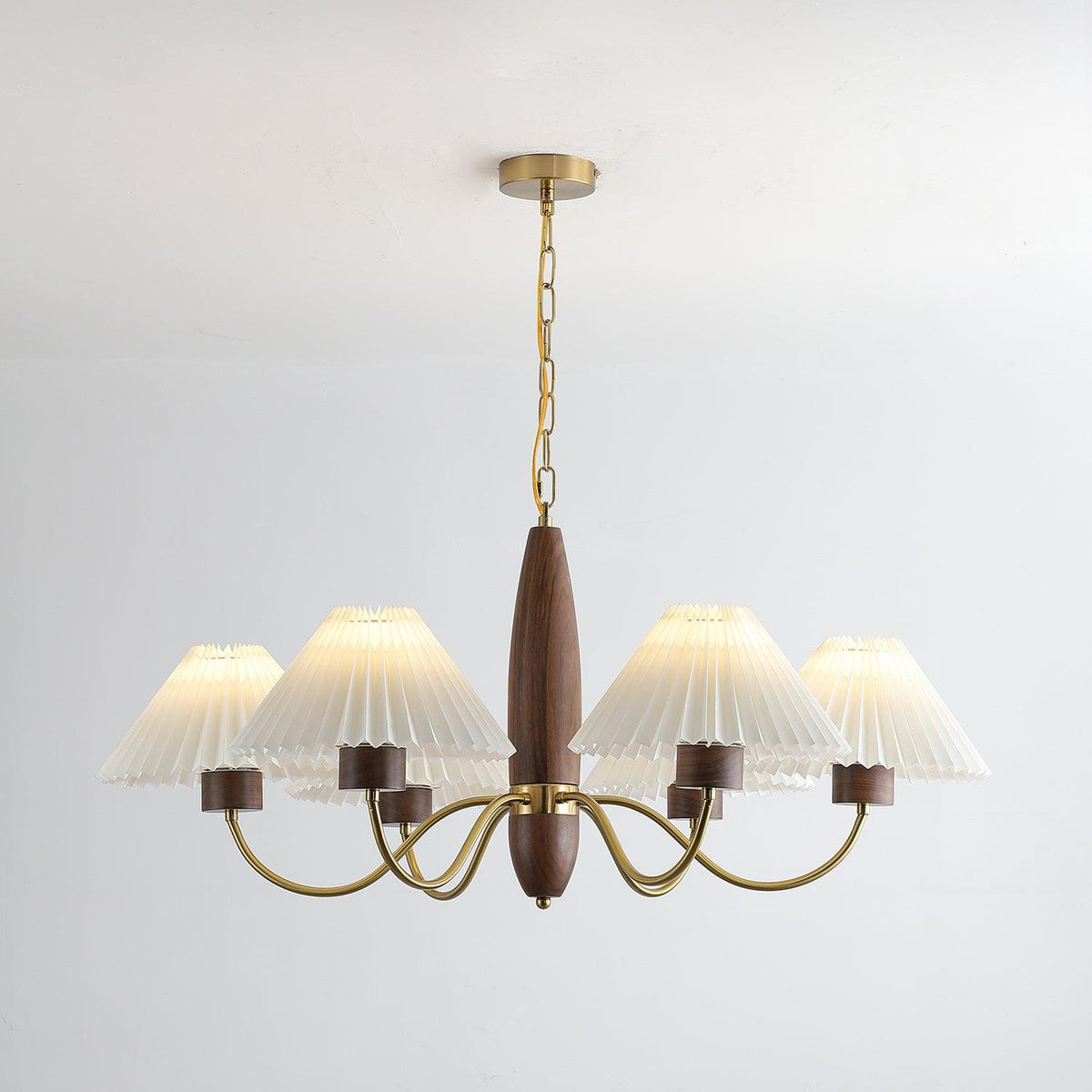 Lustre Tambourin en noyer et laiton – vue 8