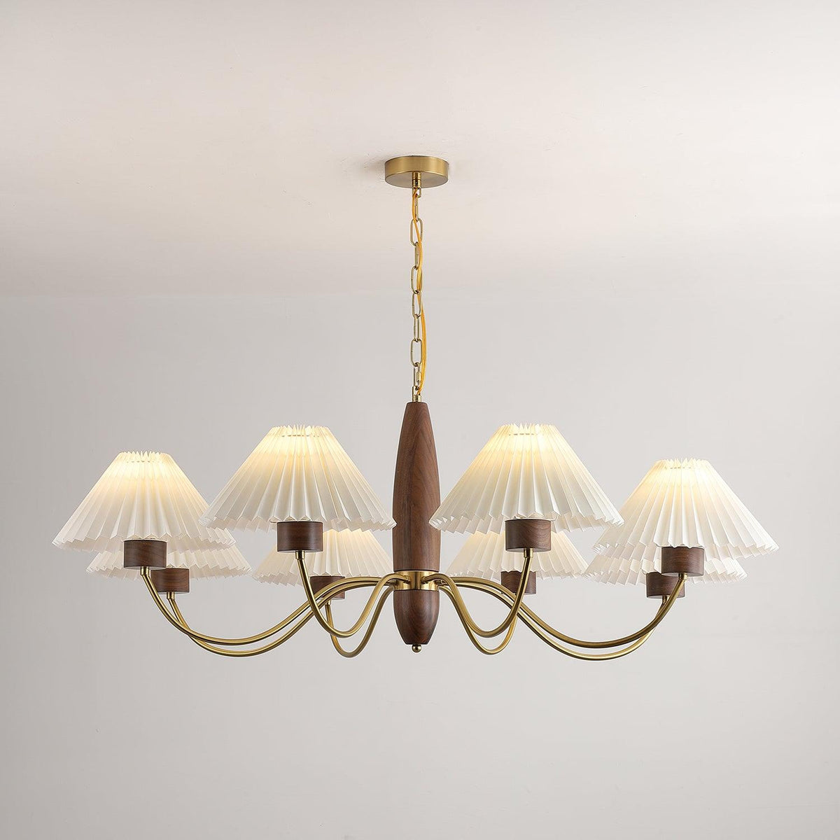 Lustre Tambourin en noyer et laiton – vue 7