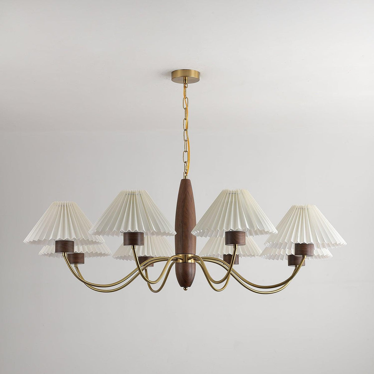 Lustre Tambourin en noyer et laiton – vue 16