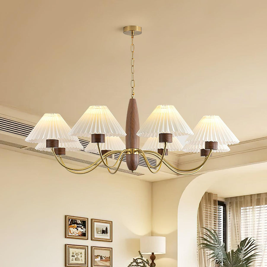 Lustre Tambourin en noyer et laiton – vue 4