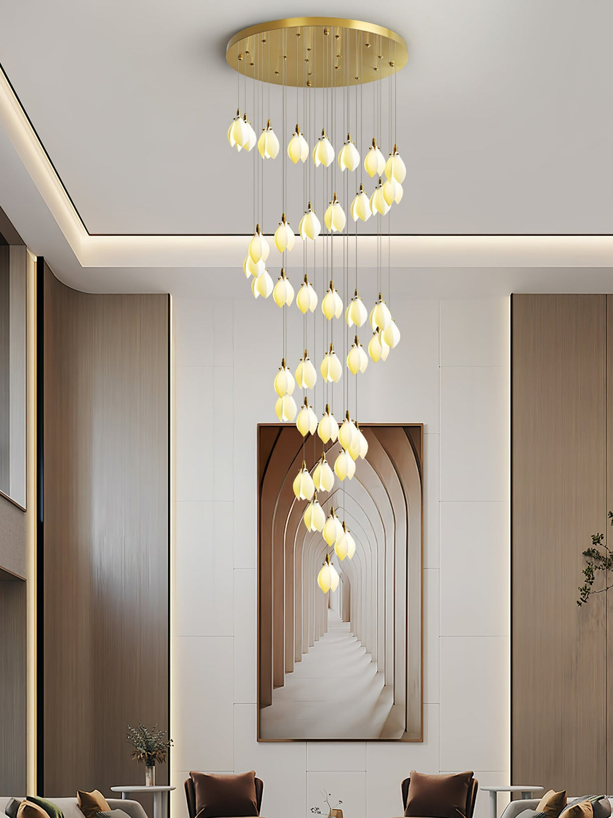 Lustre Ficus en céramique et laiton – vue 23