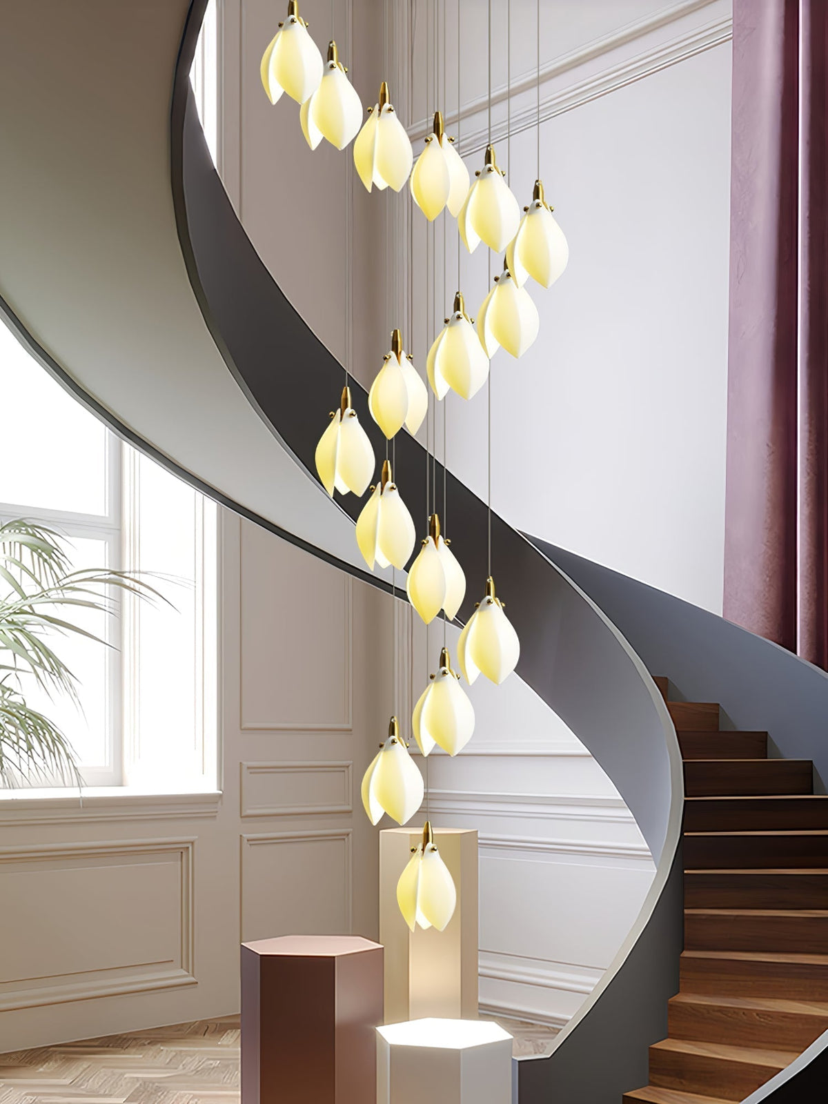 Lustre Ficus en céramique et laiton – vue 45