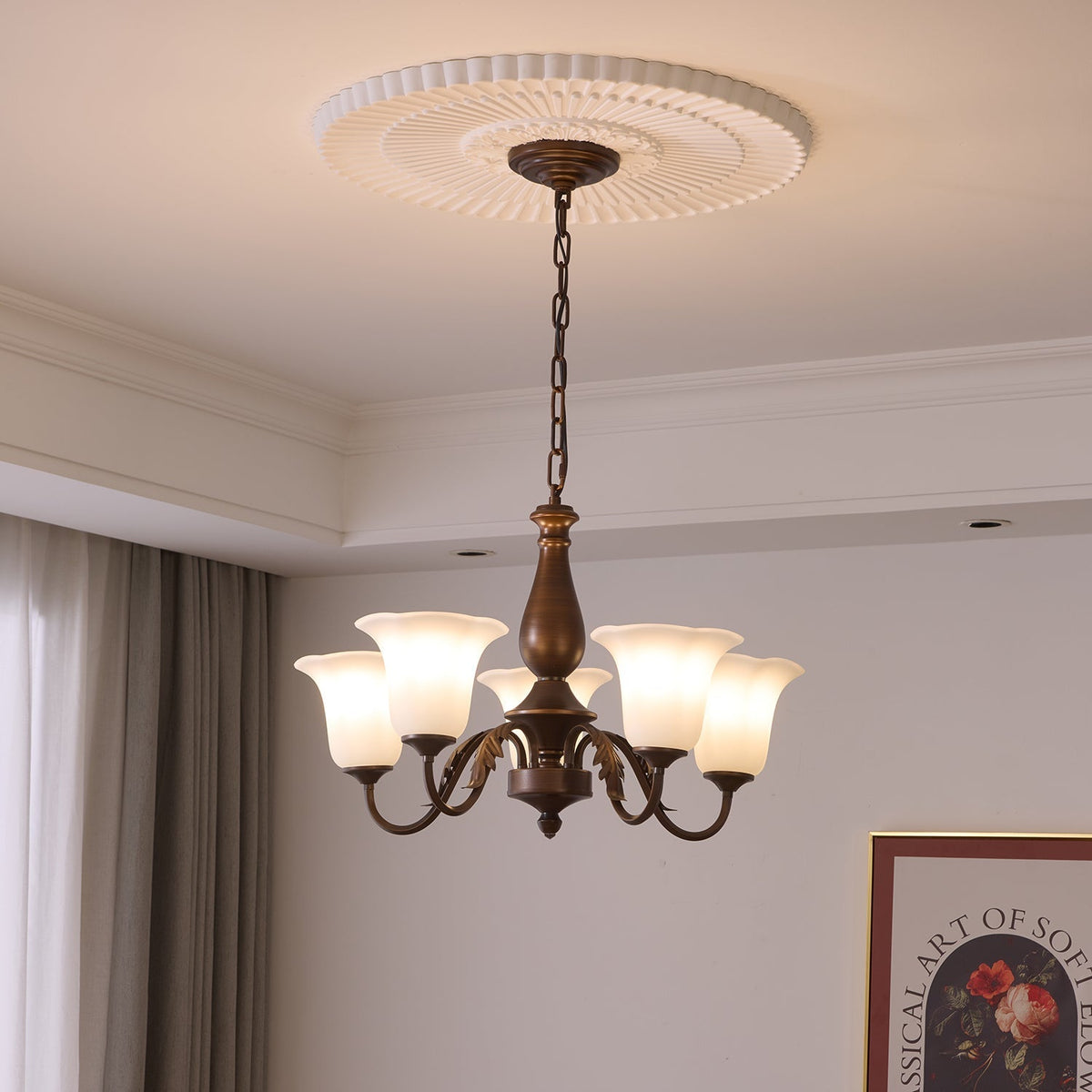 Lustre Nef en verre et métal – vue 18