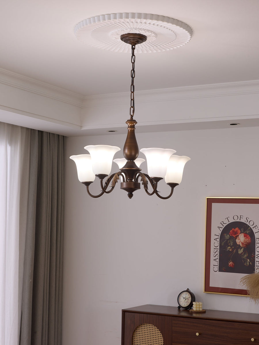 Lustre Nef en verre et métal – vue 2