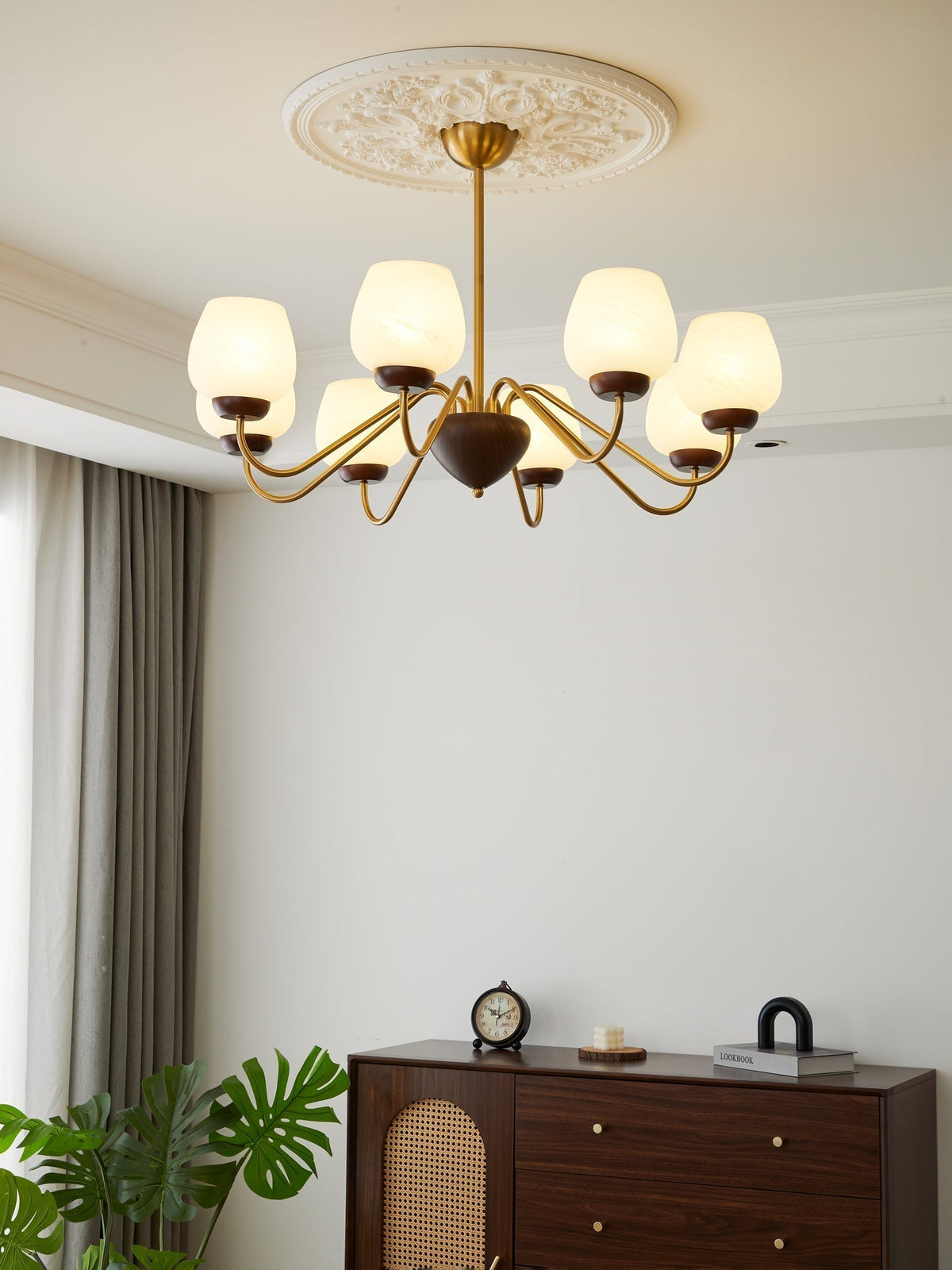 Lustre Pâquerette en verre et bois – vue 38