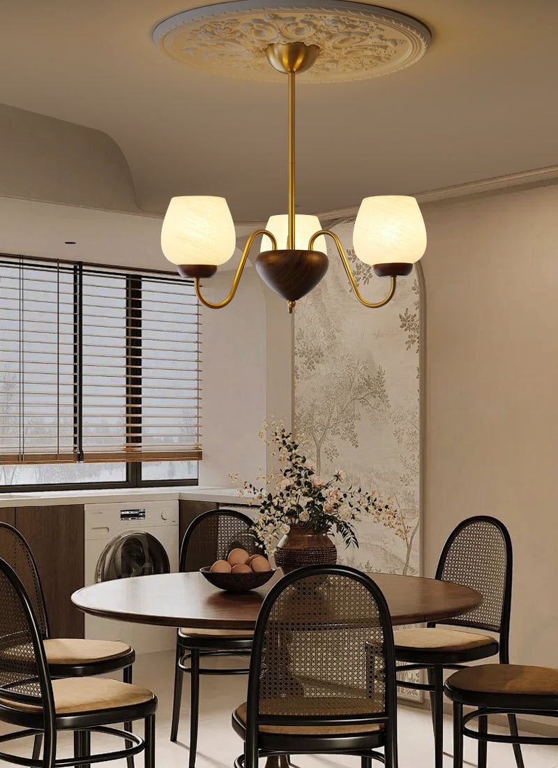 Lustre Pâquerette en verre et bois – vue 17