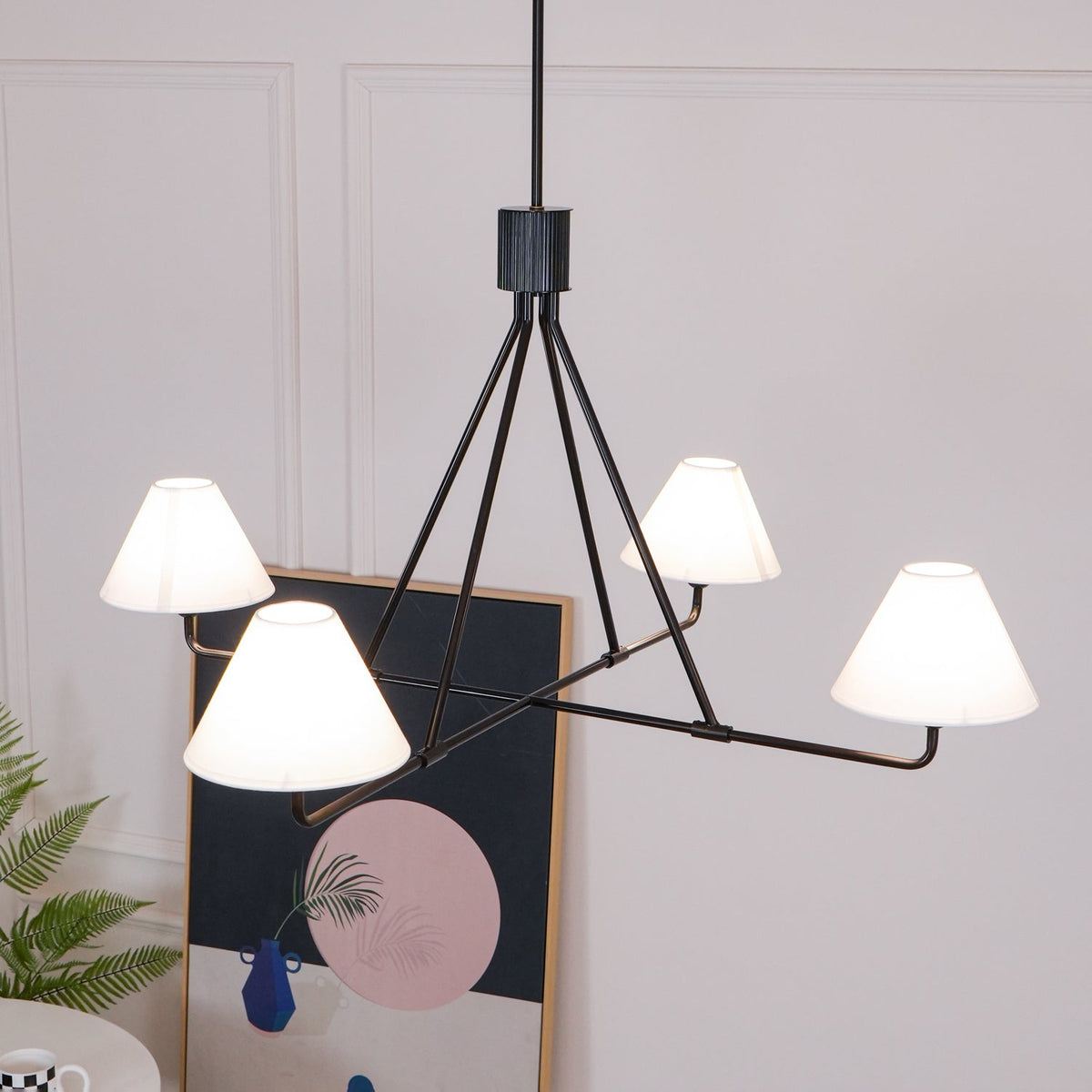 Lustre Bayonne en laiton et tissu – vue 35