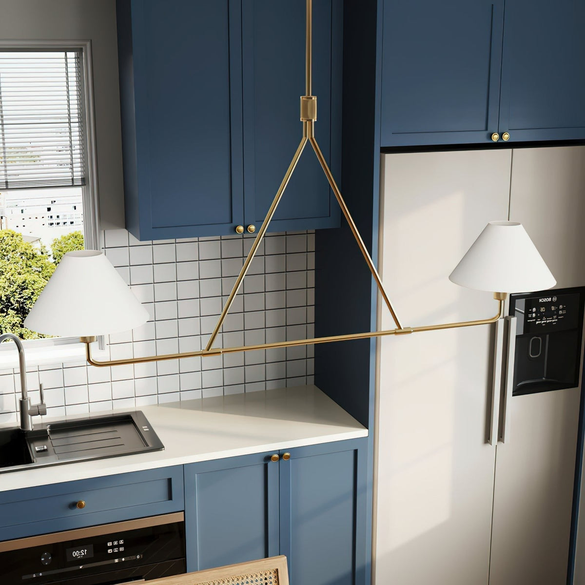Lustre Bayonne en laiton et tissu – vue 20