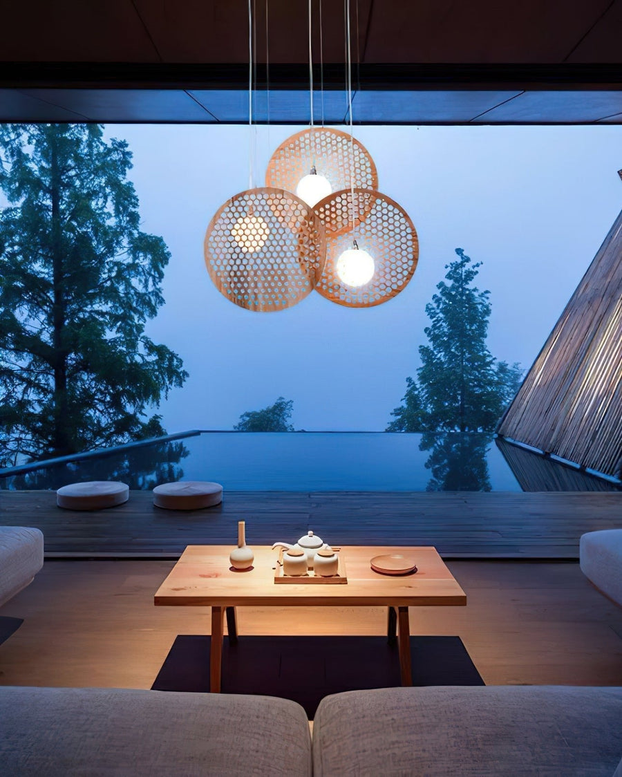 Lustre Ombelle en bois et métal – vue 4