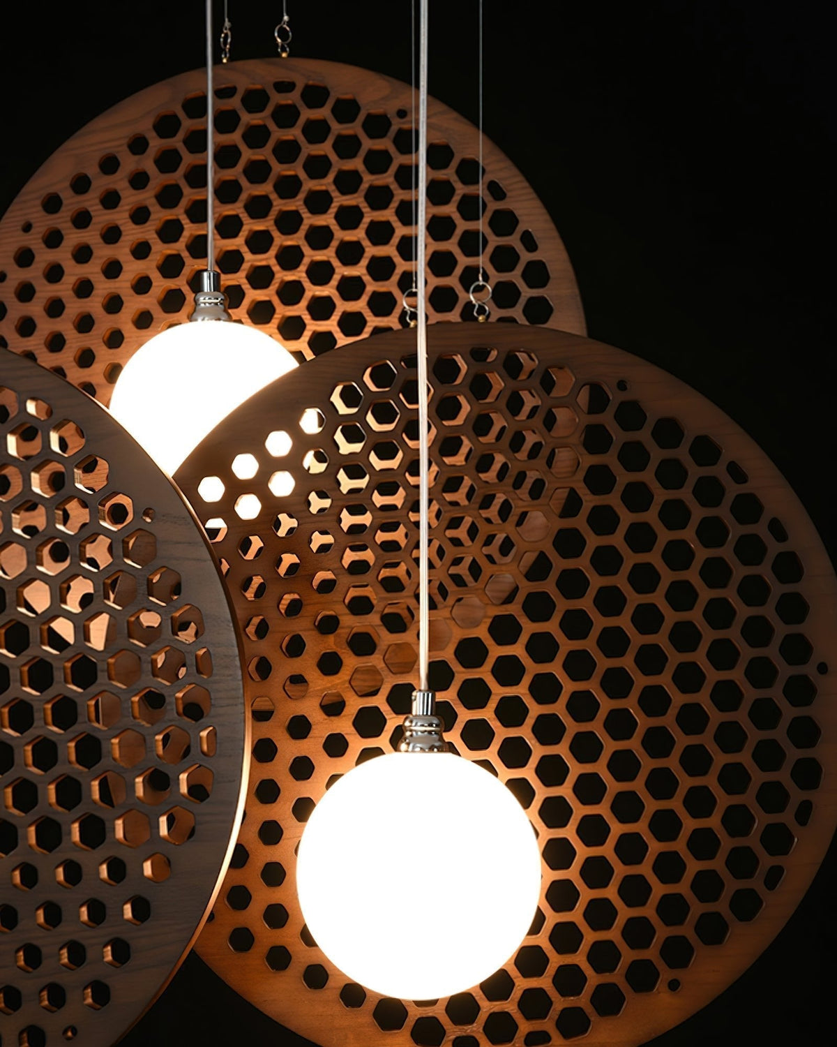 Lustre Ombelle en bois et métal – vue 9