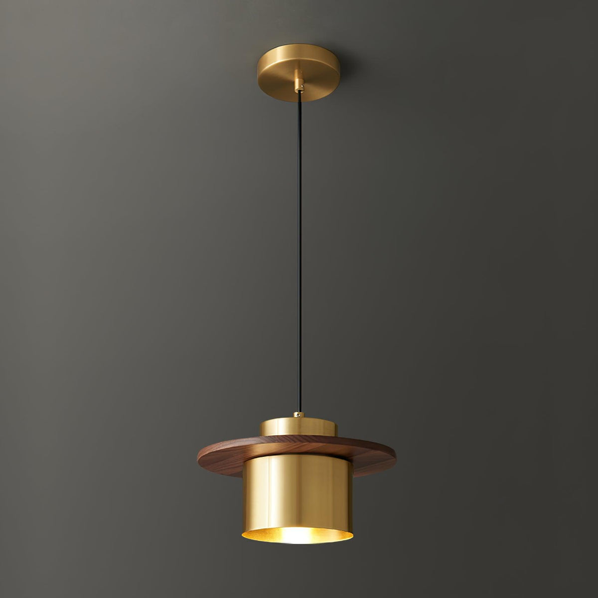 Suspension Héliotrope en laiton et noyer – vue 27