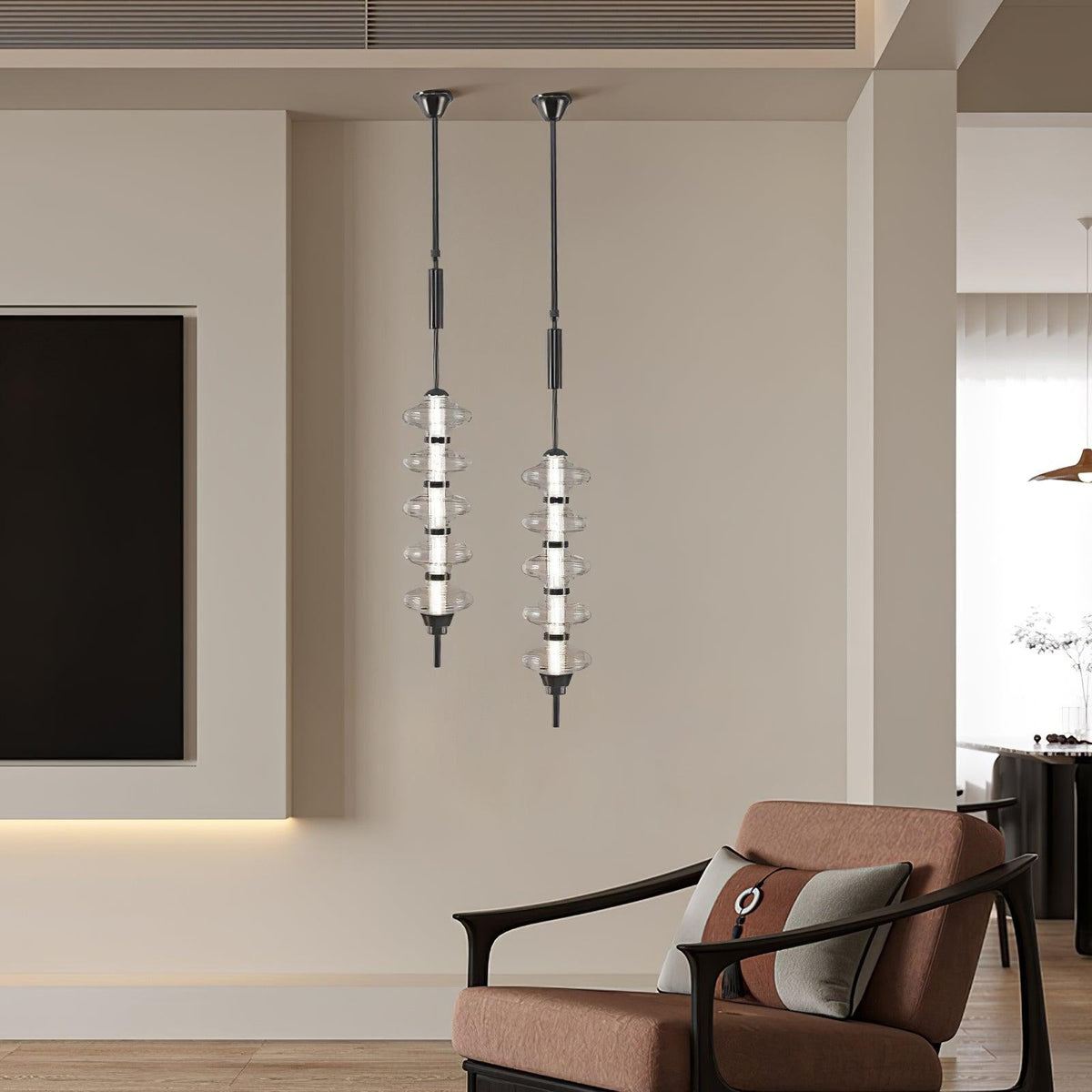 Suspension Tourmaline en verre et métal – vue 27