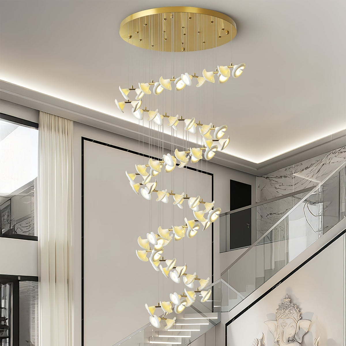 Lustre Cortège en céramique et fer – vue 4