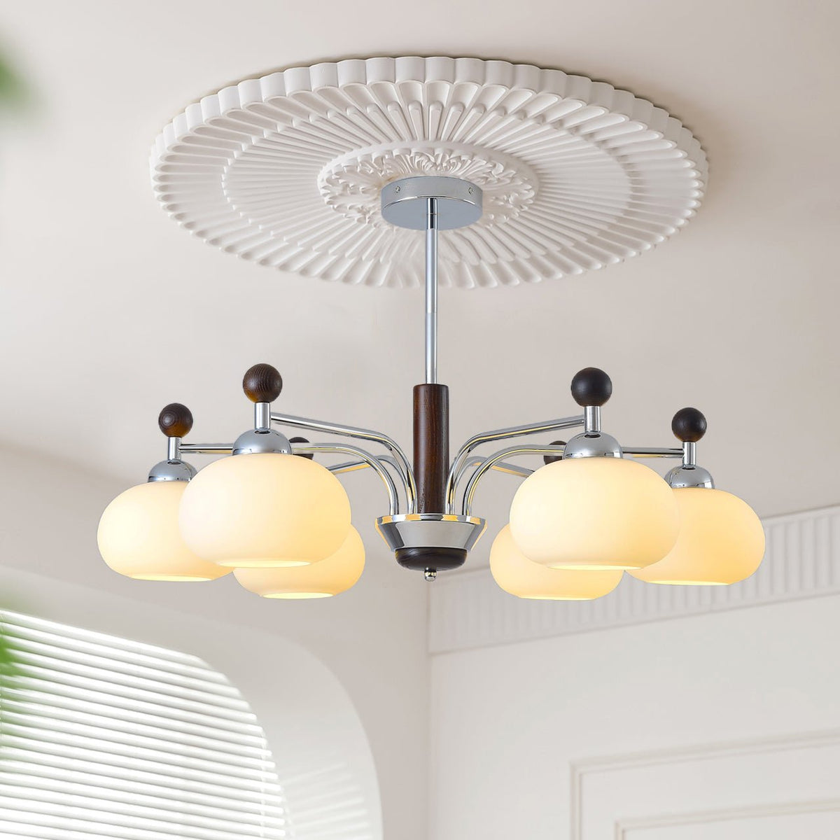Lustre Sonate en verre et chêne – vue 12