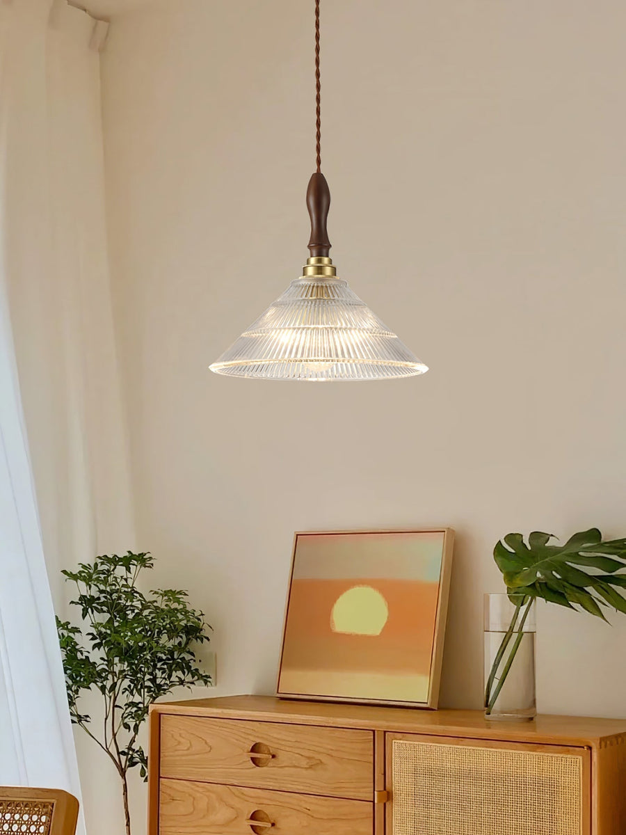 Suspension Portofino en verre et bois – vue 4