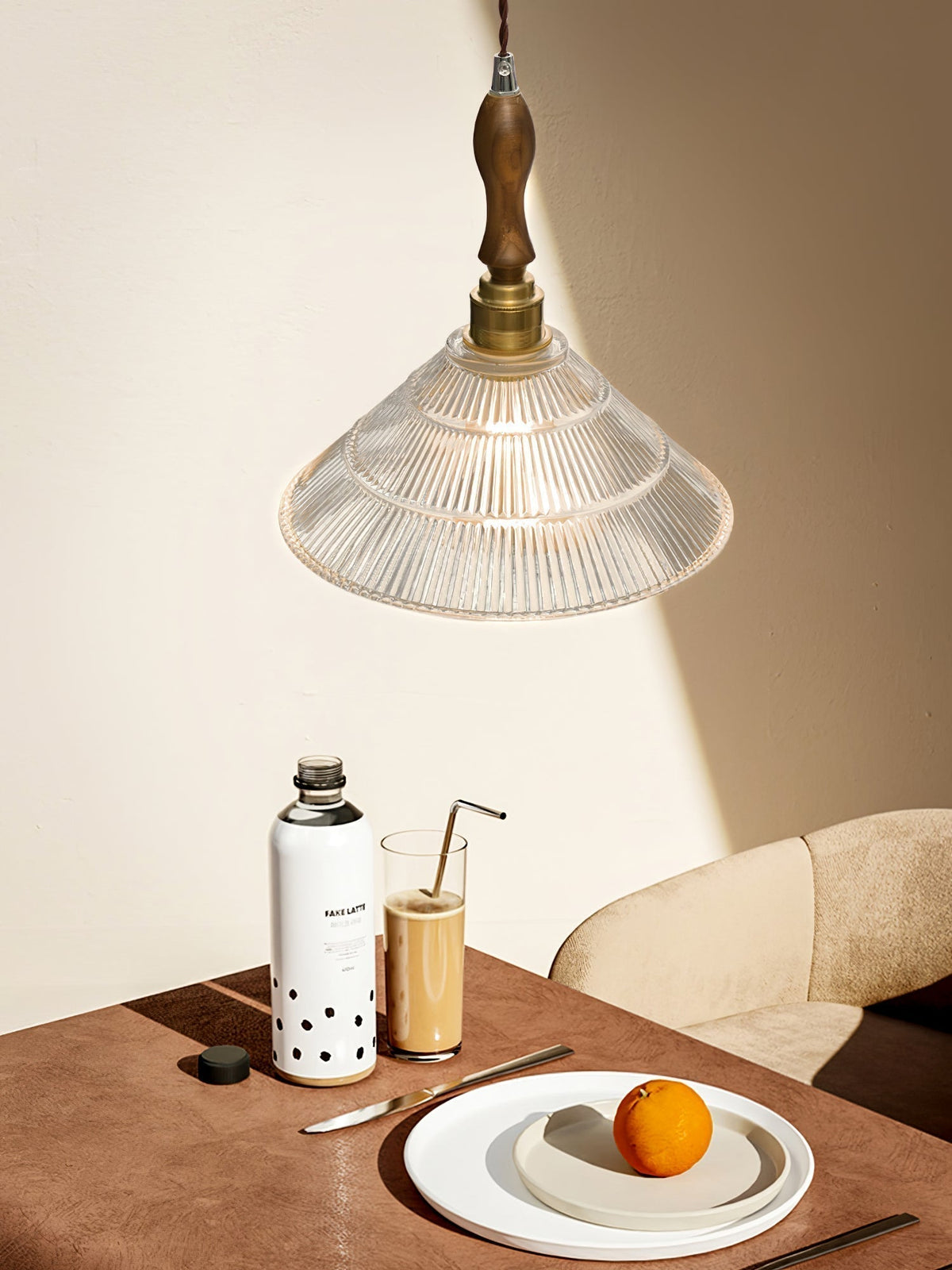 Suspension Portofino en verre et bois – vue 19