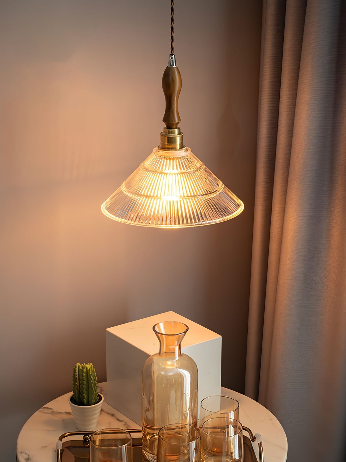 Suspension Portofino en verre et bois – vue 21