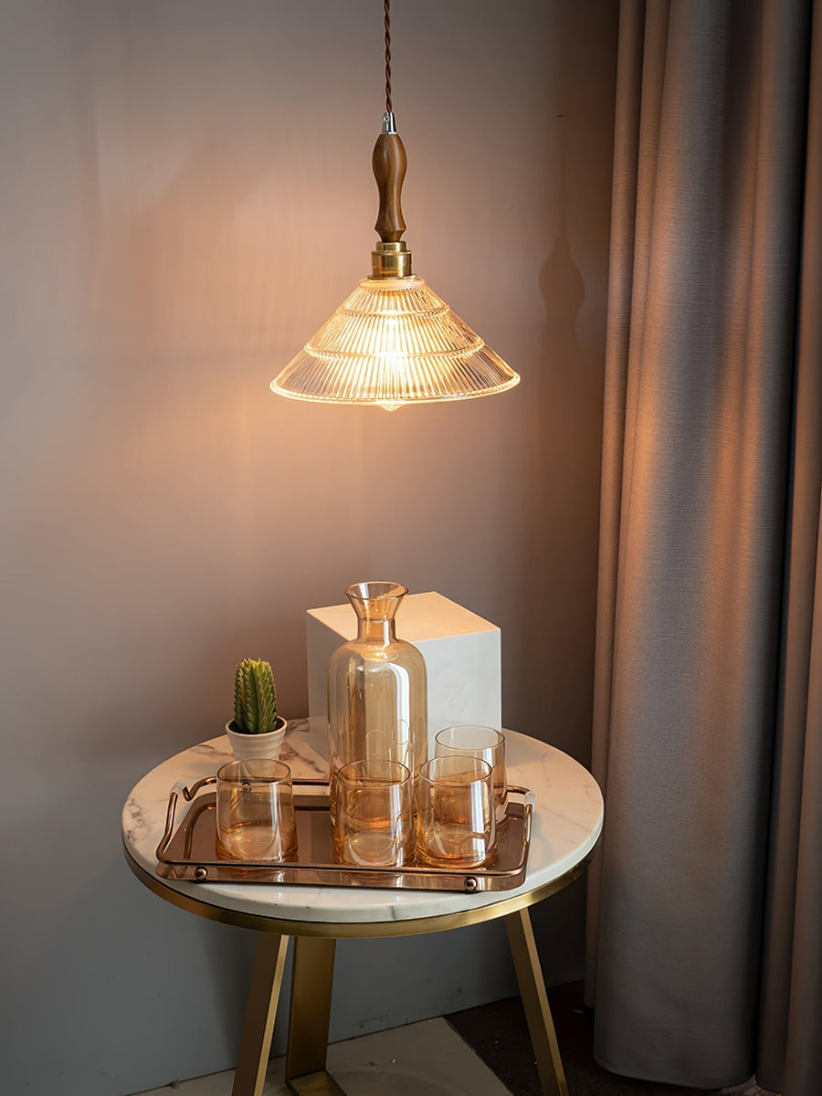 Suspension Portofino en verre et bois – vue 2