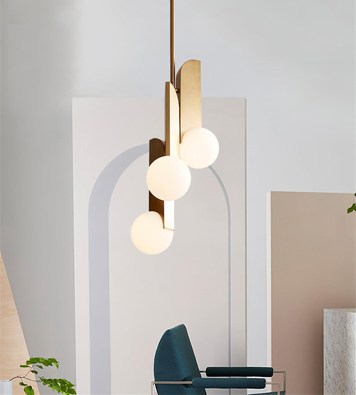 Suspension Feuillage en verre et métal – vue 10