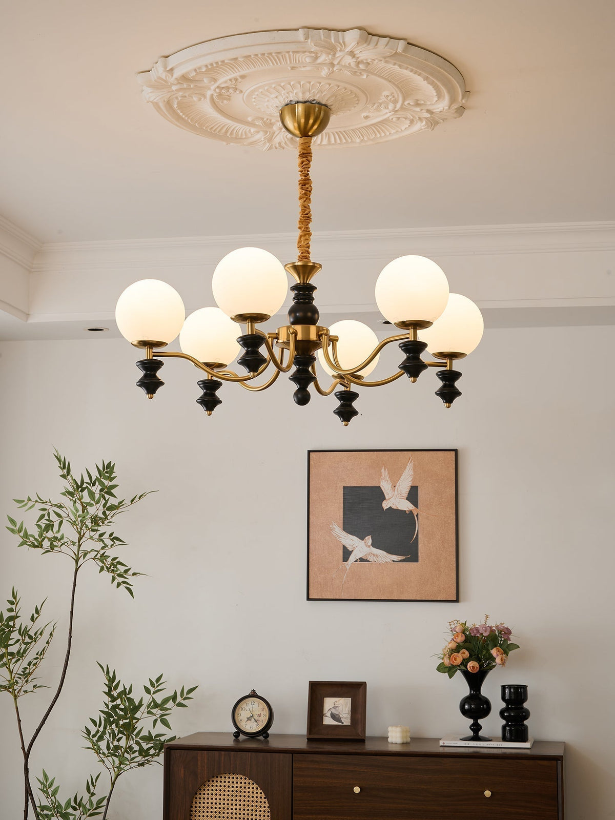 Lustre Noémie en bois et verre – vue 19