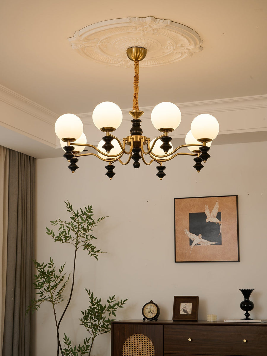 Lustre Noémie en bois et verre – vue 2