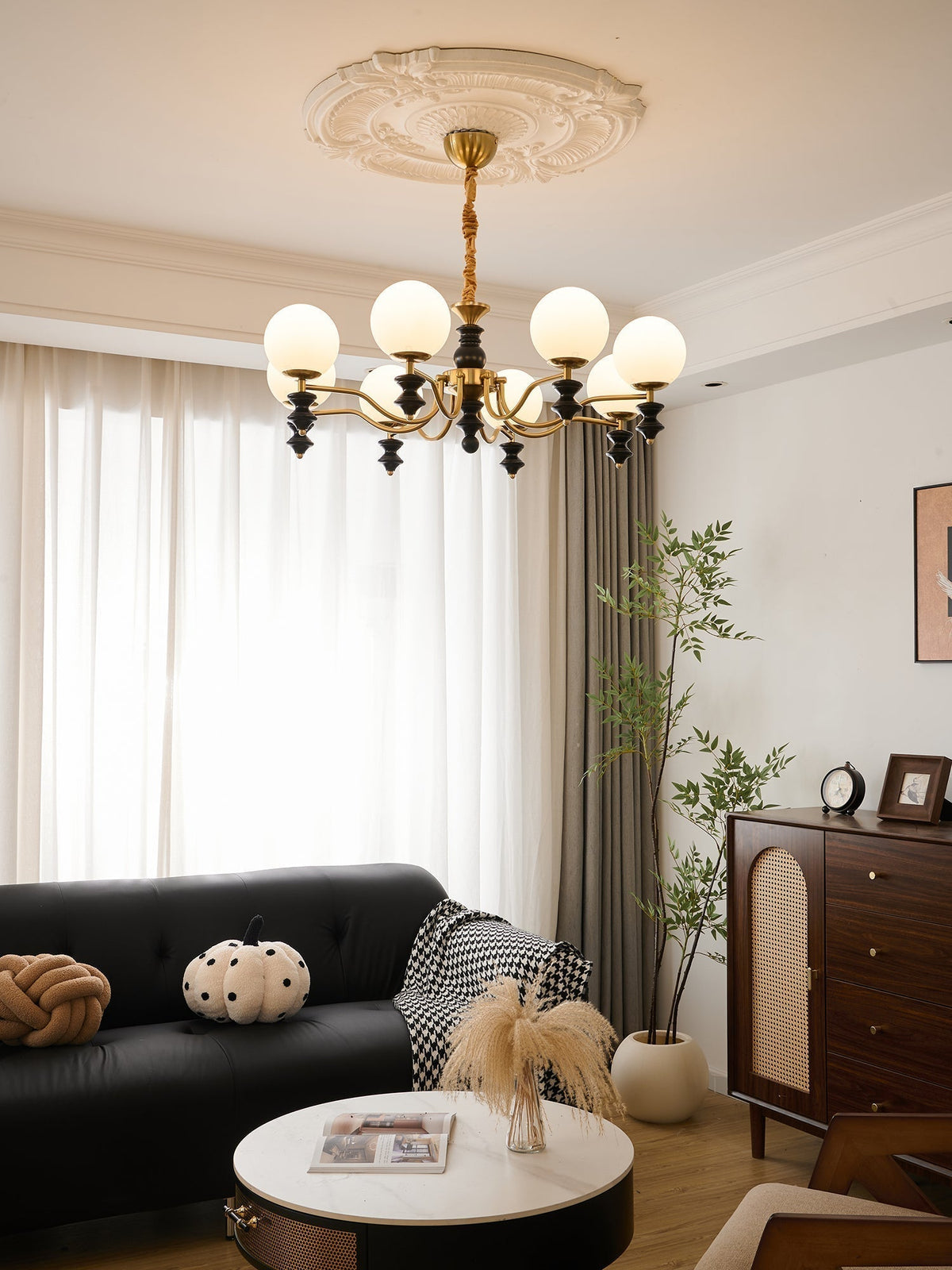 Lustre Noémie en bois et verre – vue 5