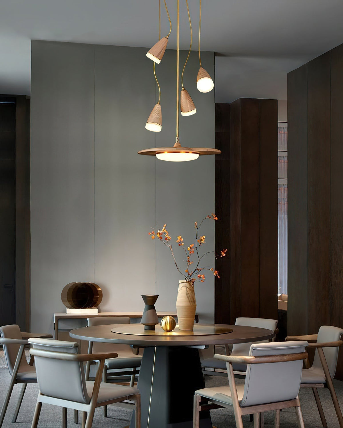 Lustre Dauphine en bois et métal – vue 19