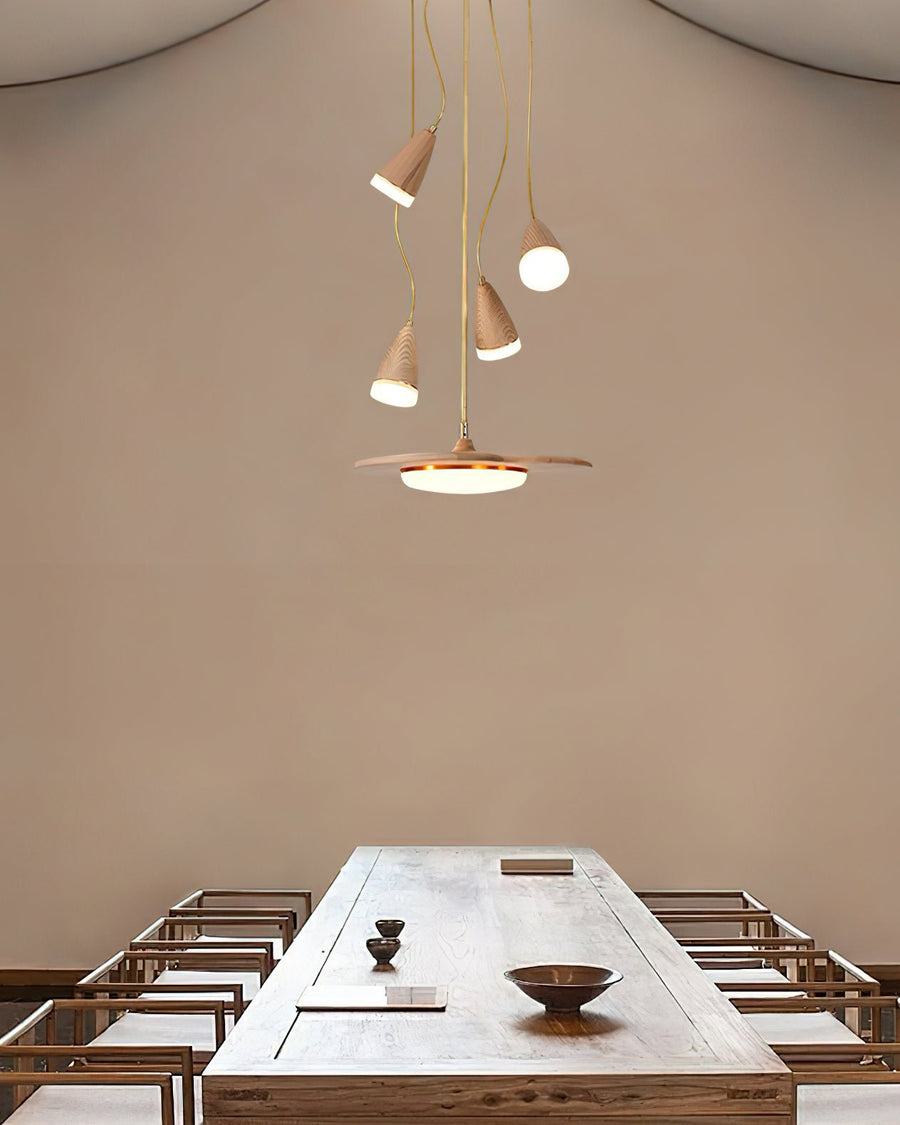 Lustre Dauphine en bois et métal – vue 4