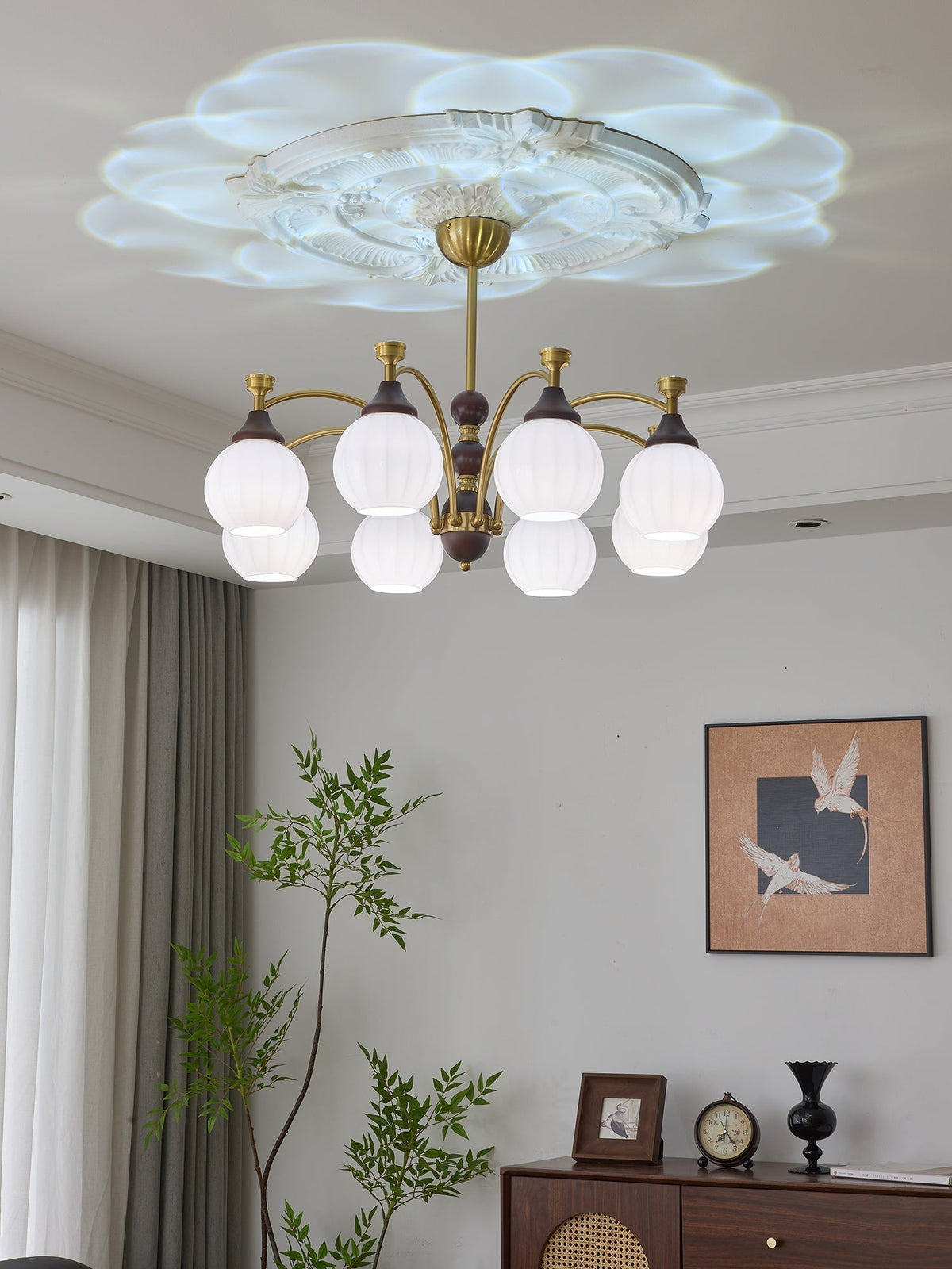 Lustre Automne en bois et verre – vue 14