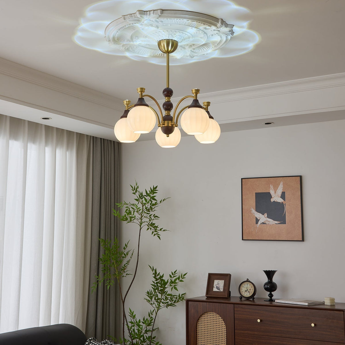 Lustre Automne en bois et verre – vue 19