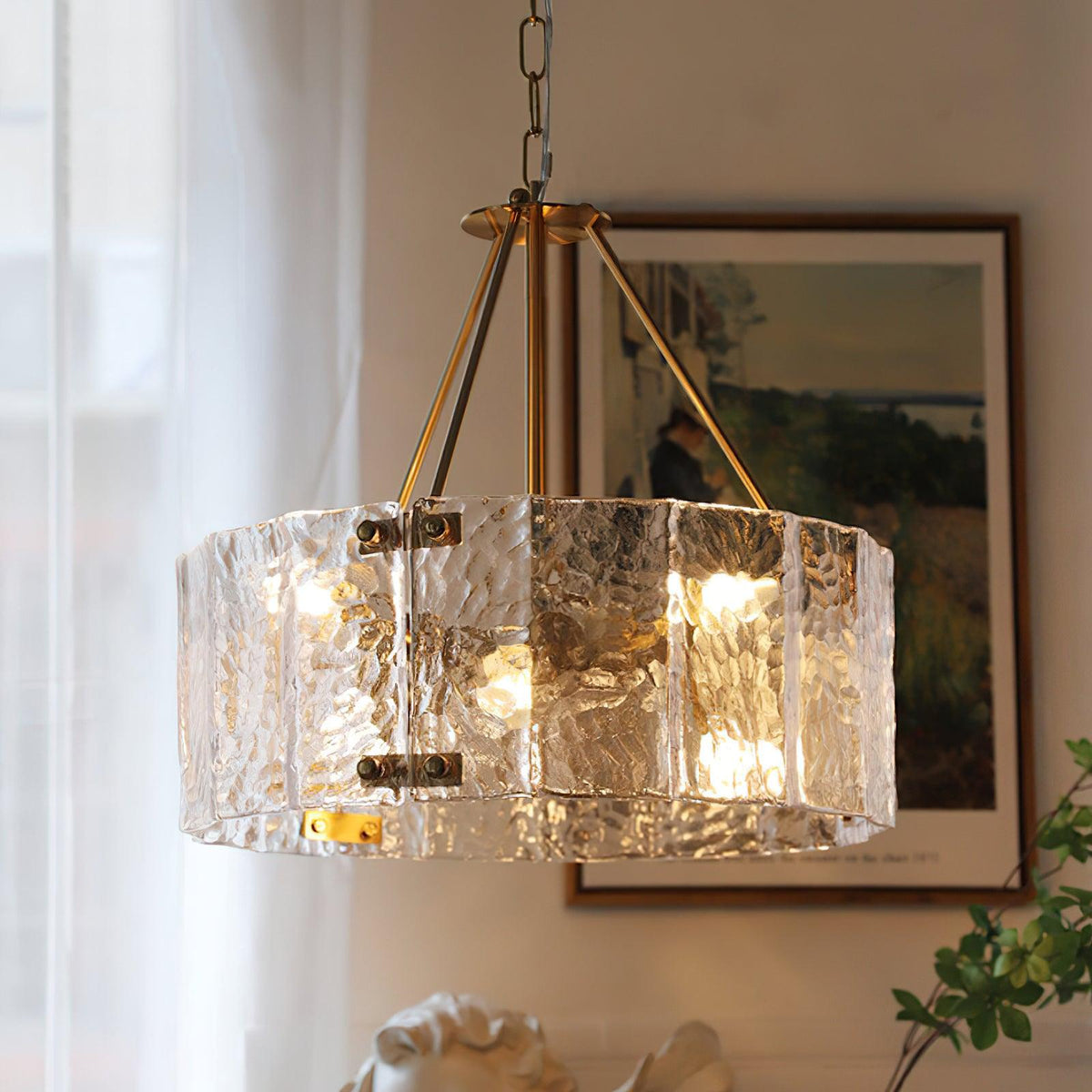 Lustre Antibes en verre et fer – vue 3