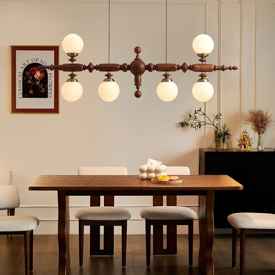 Lustre Carillon en verre et bois – vue 4