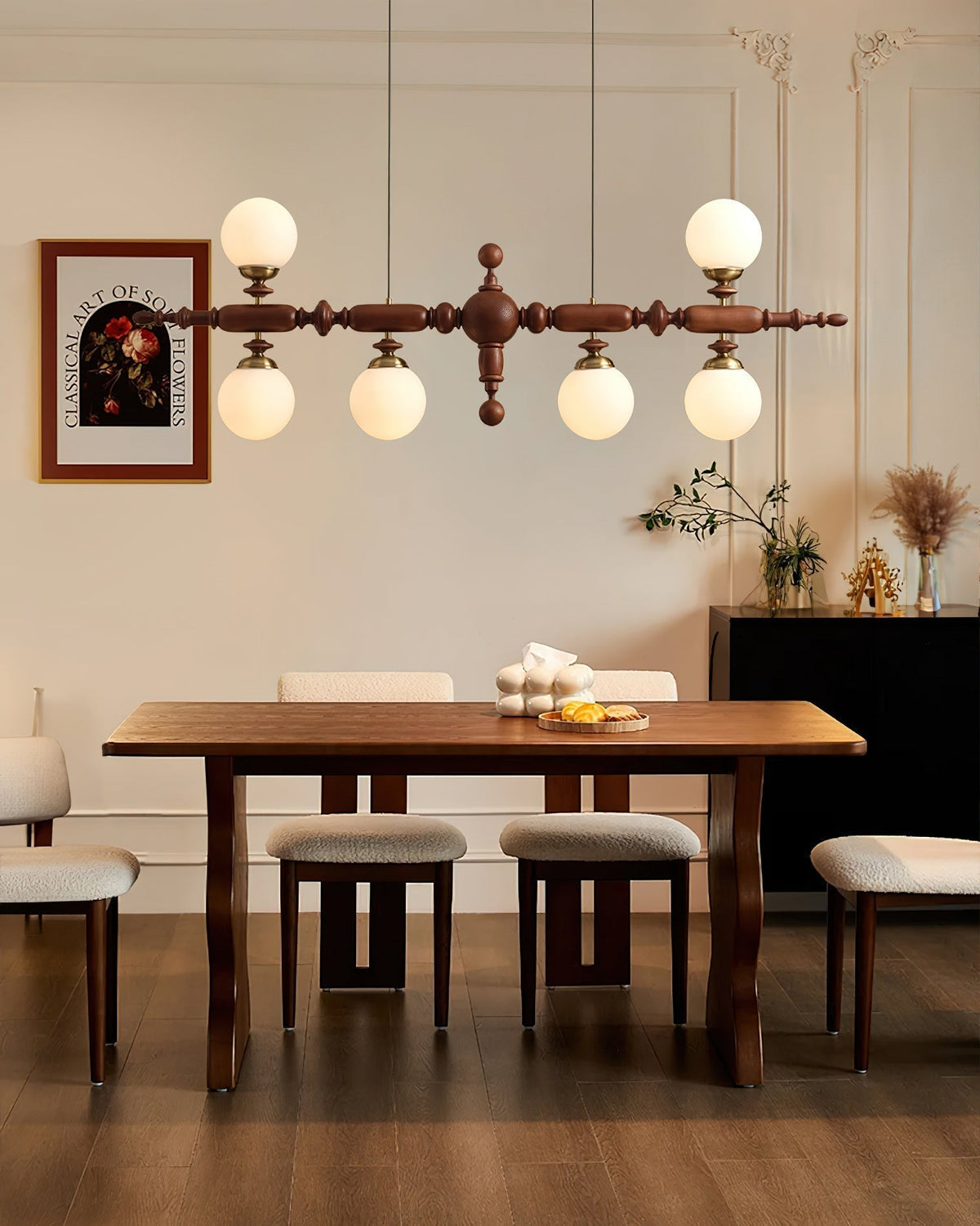Lustre Carillon en verre et bois – vue 10
