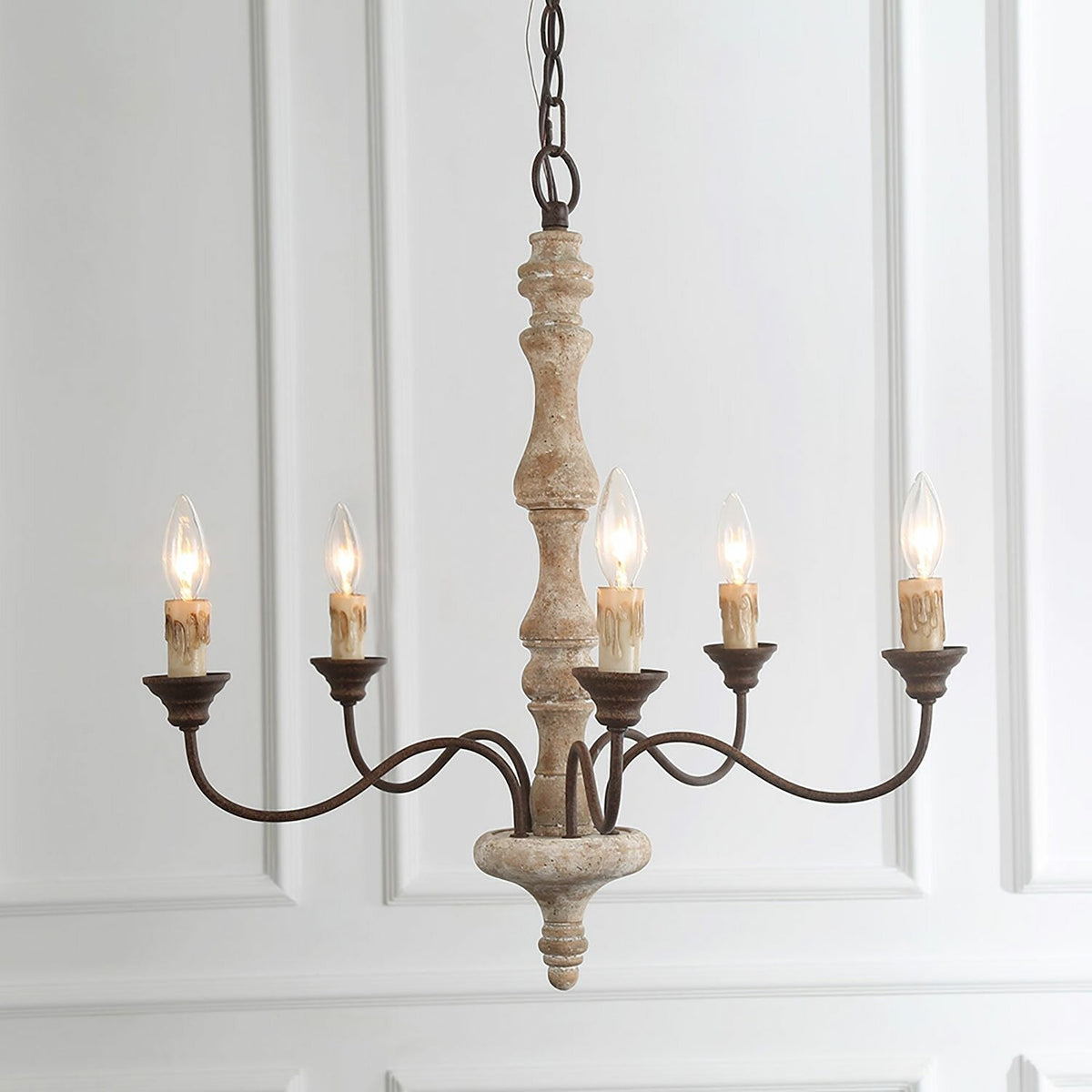 Lustre Horloge en bois et métal – vue 14