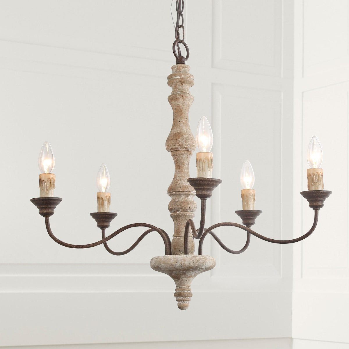 Lustre Horloge en bois et métal – vue 21