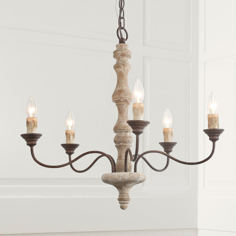 Lustre Horloge en bois et métal – vue 5