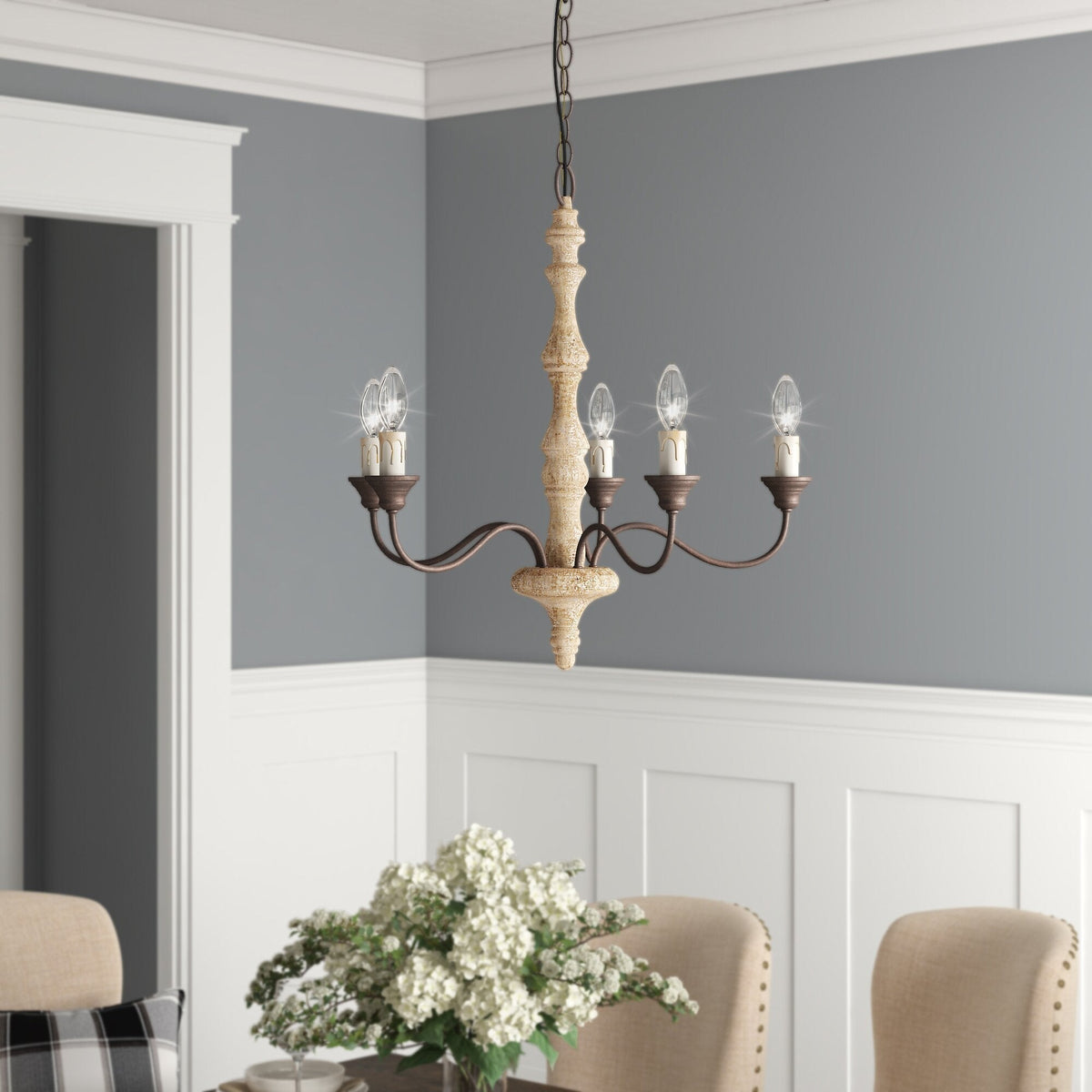 Lustre Horloge en bois et métal – vue 27