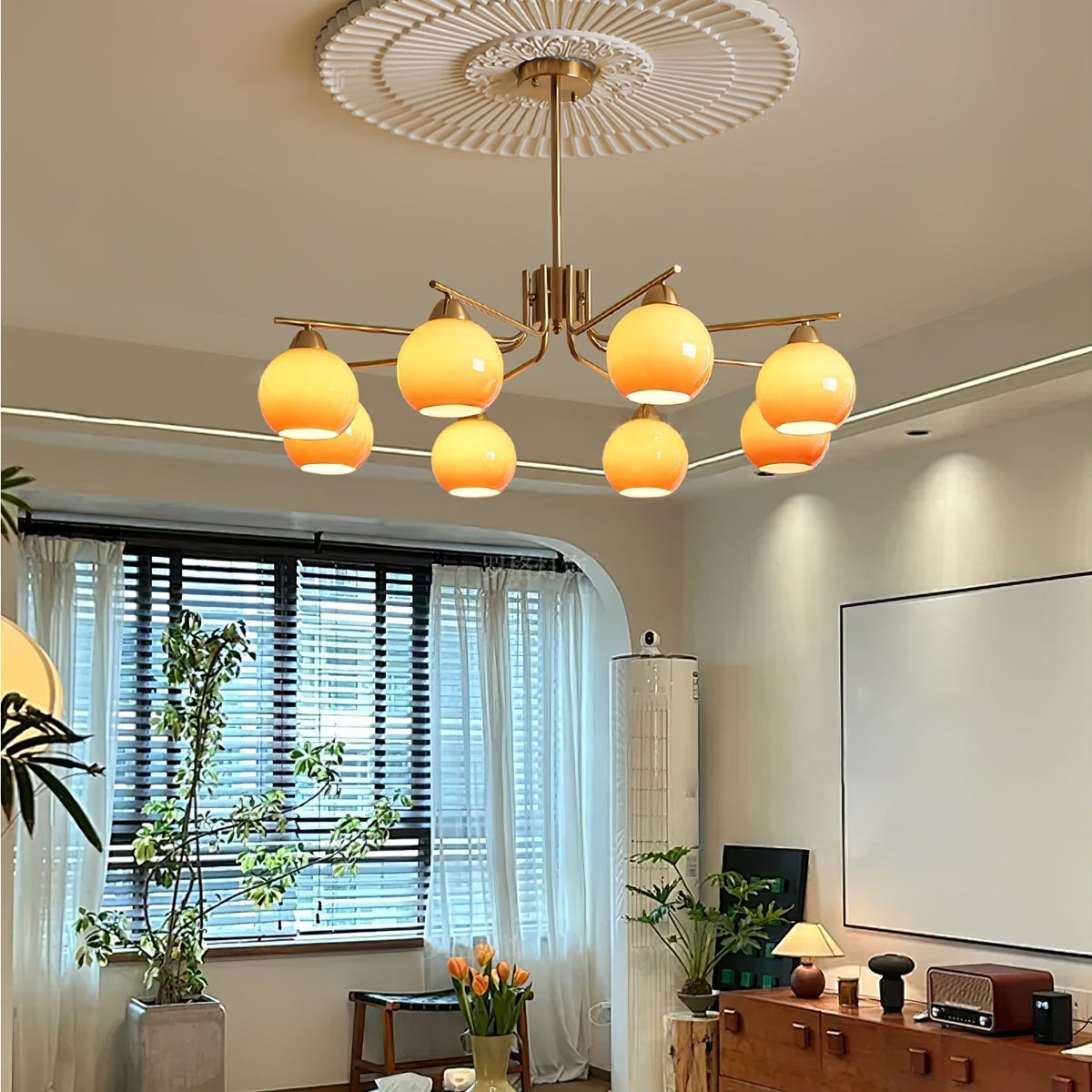 Lustre Sablier en laiton et verre – vue 14