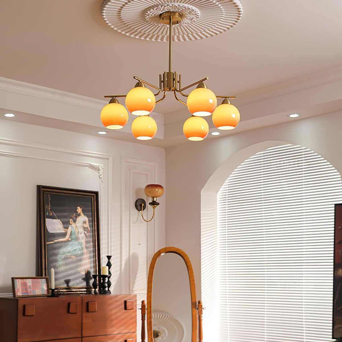 Lustre Sablier en laiton et verre – vue 8