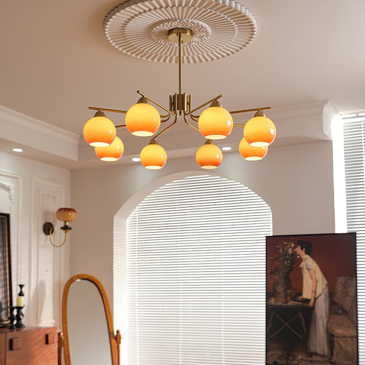 Lustre Sablier en laiton et verre – vue 9