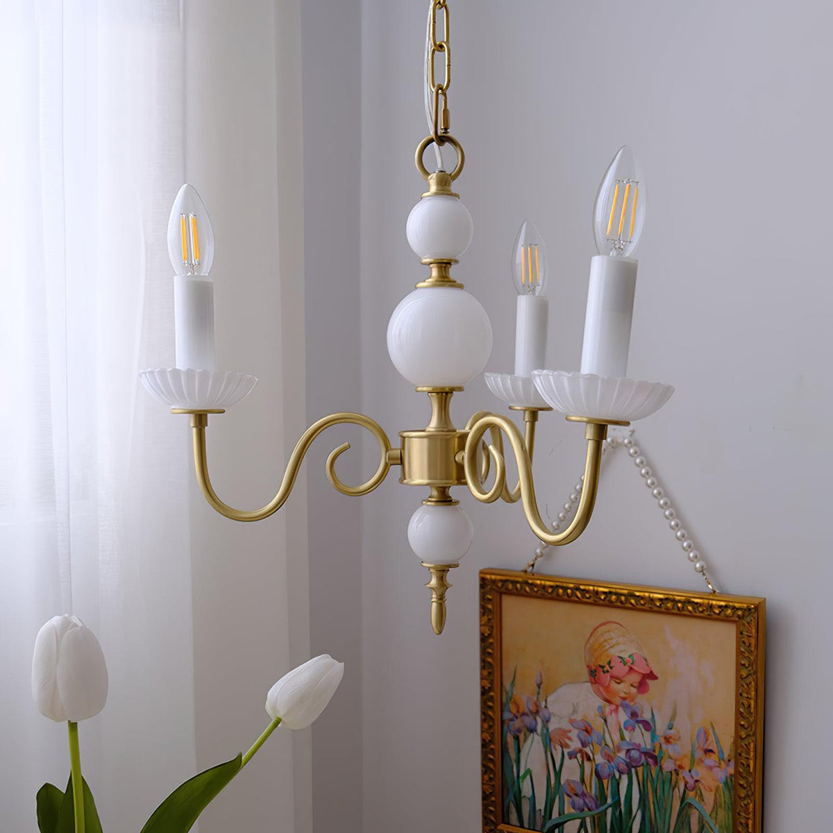 Lustre Voilier en verre et laiton – vue 12