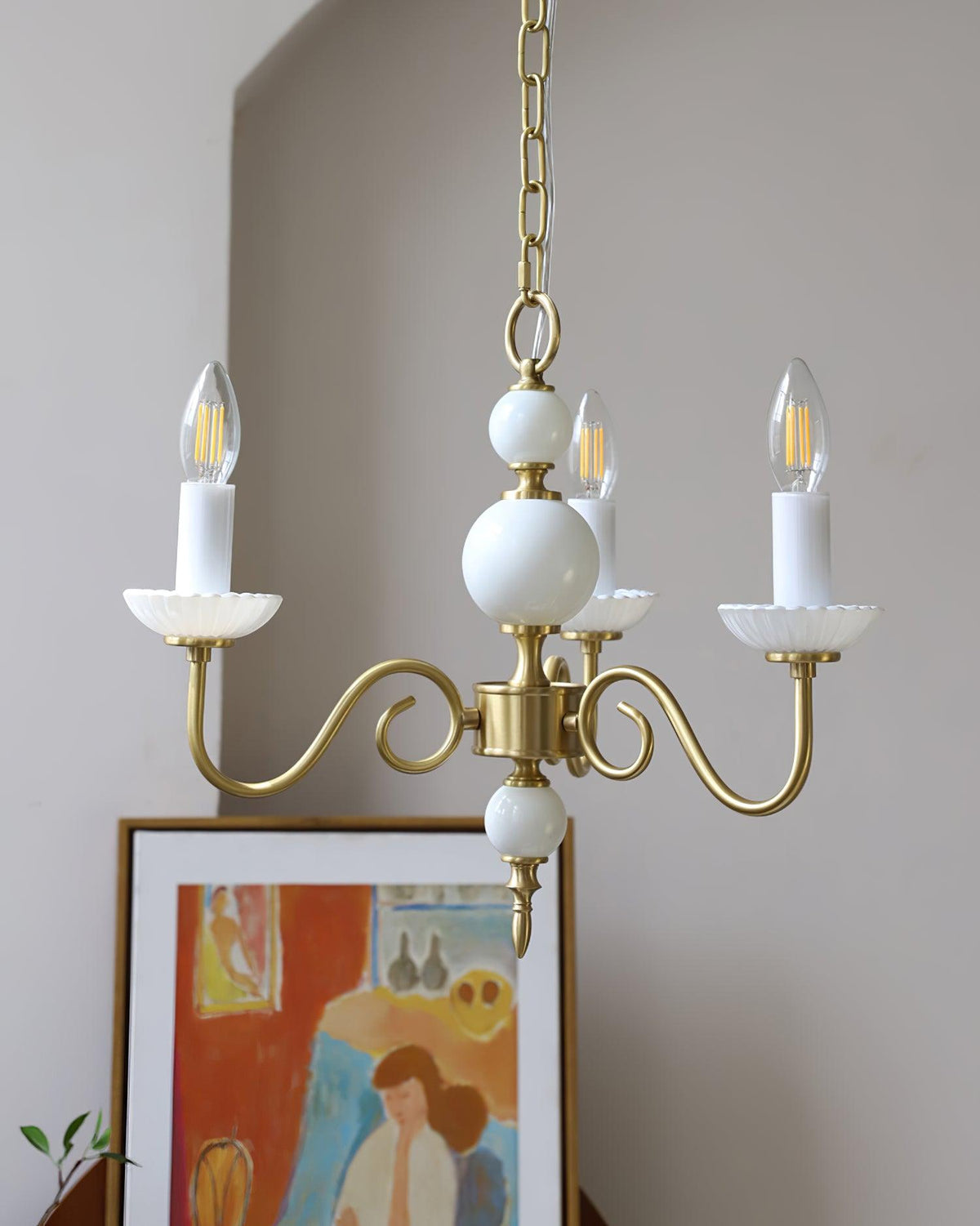 Lustre Voilier en verre et laiton – vue 5