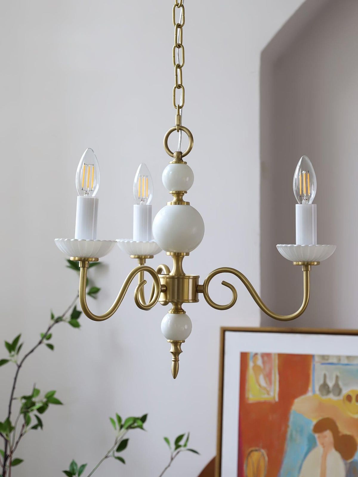 Lustre Voilier en verre et laiton – vue 7