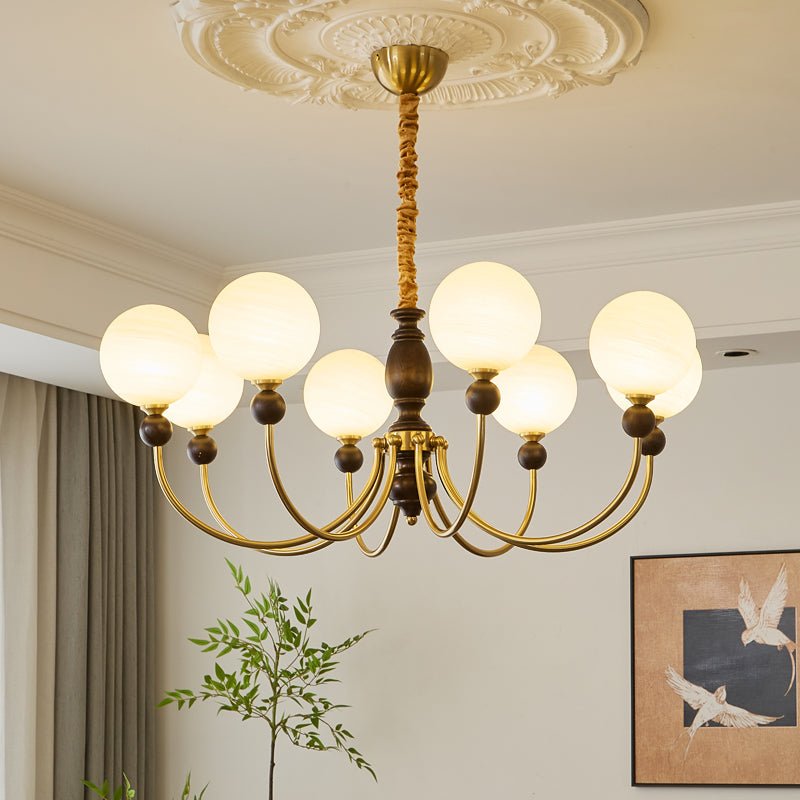 Lustre Calèche en bois et verre – vue 4