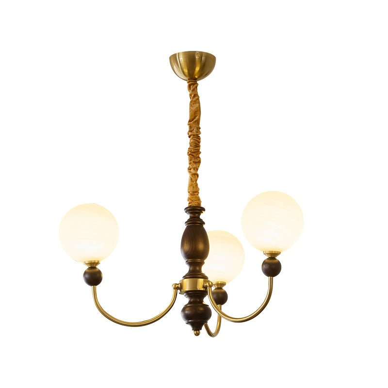 Lustre Calèche en bois et verre – vue 5