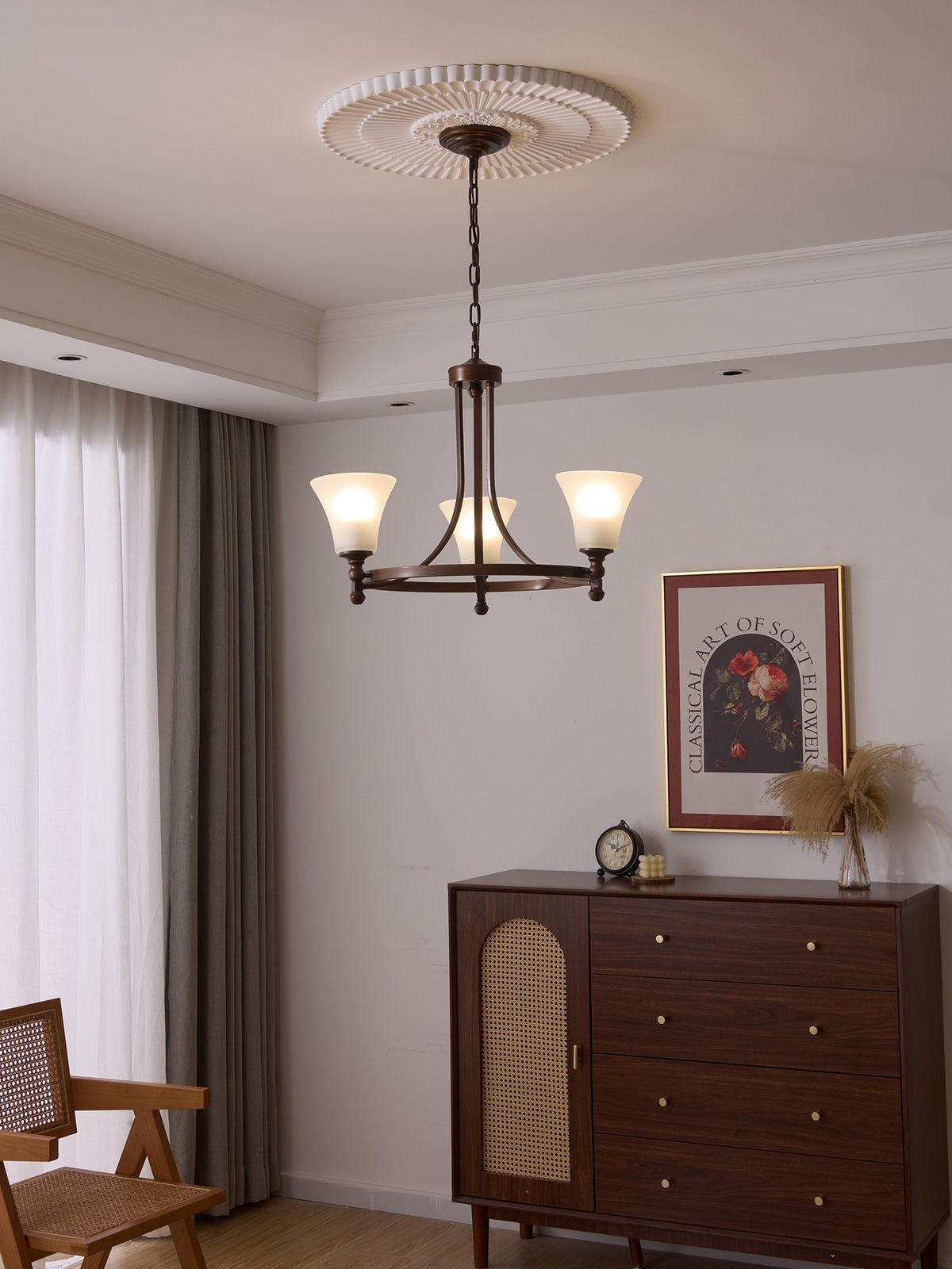 Lustre Rossignol en verre et métal – vue 6